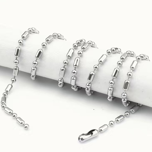 STAINLESS Ball & barrel chain. Any size ud like! Handmade. - Picture 2 of 2